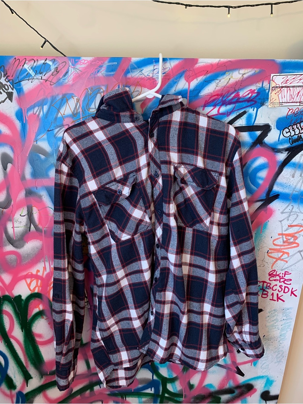 Flannel Shirt With Collar & Removable Hood Size XL Sliver Jeans Brand
